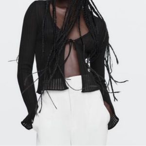 Zara Semi Sheer Cropped Cardigan